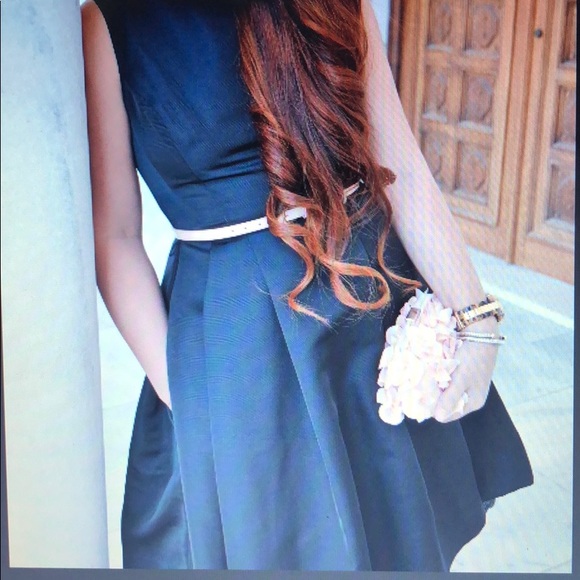 NWT Jason Wu Blk Flared Dress w/ Nude Patent Belt - Picture 6 of 8